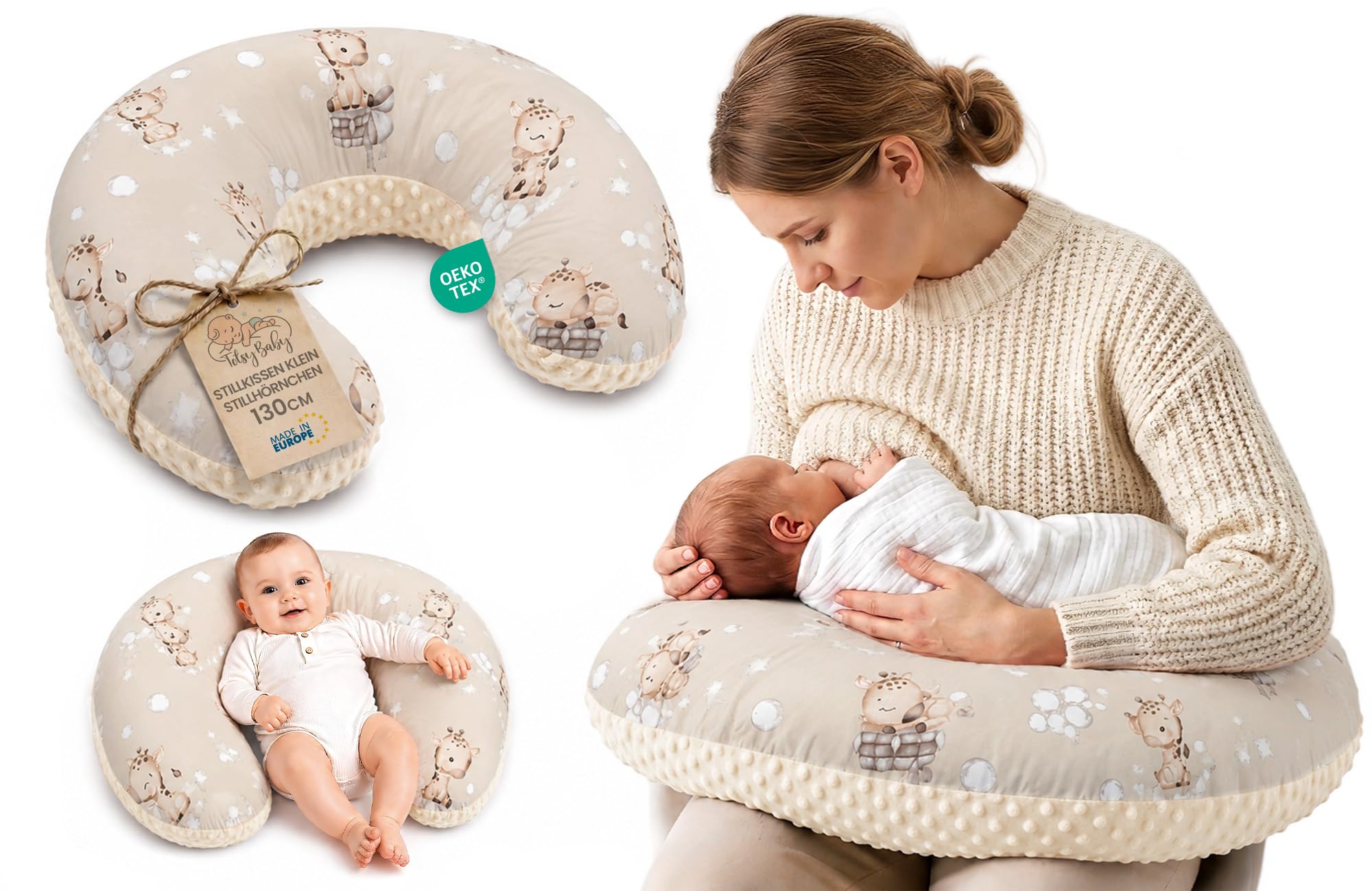 Totsy Baby Giraffes Pregnancy Nursing And Breastfeeding Pillow 130 Cm- Breast Feeding Maternity Pillows For Baby And Support Sleeping For Babies Plush Oeko-Tex