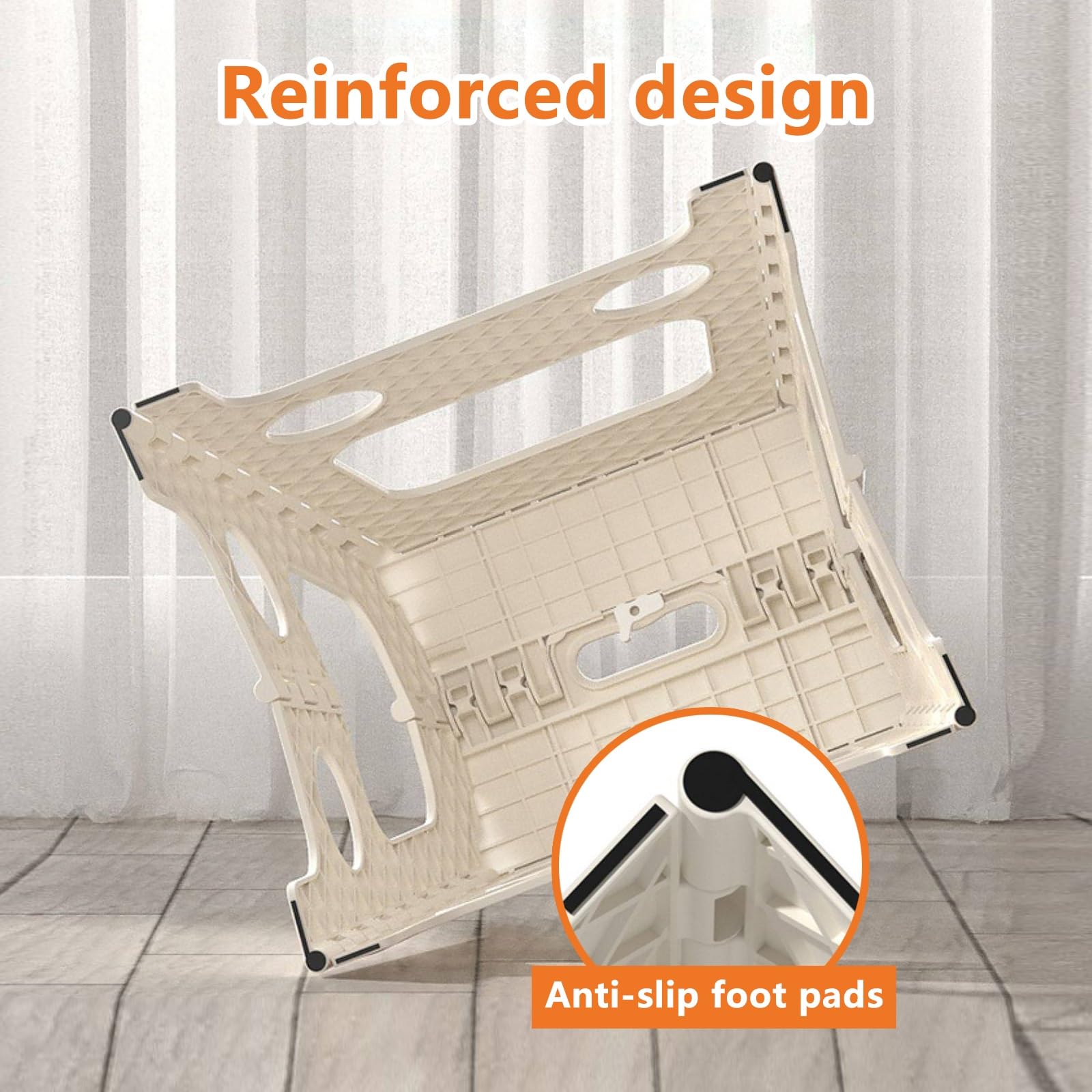 Marchepied Pliable de 45 cm de Large, Antidérapant, Pliable, avec poignée, Marchepied en Plastique for Adulte, Marchepied de Jardin, Tabouret Haut Pliable, Peut Supporter jusqu'à 150 kg(Brown)