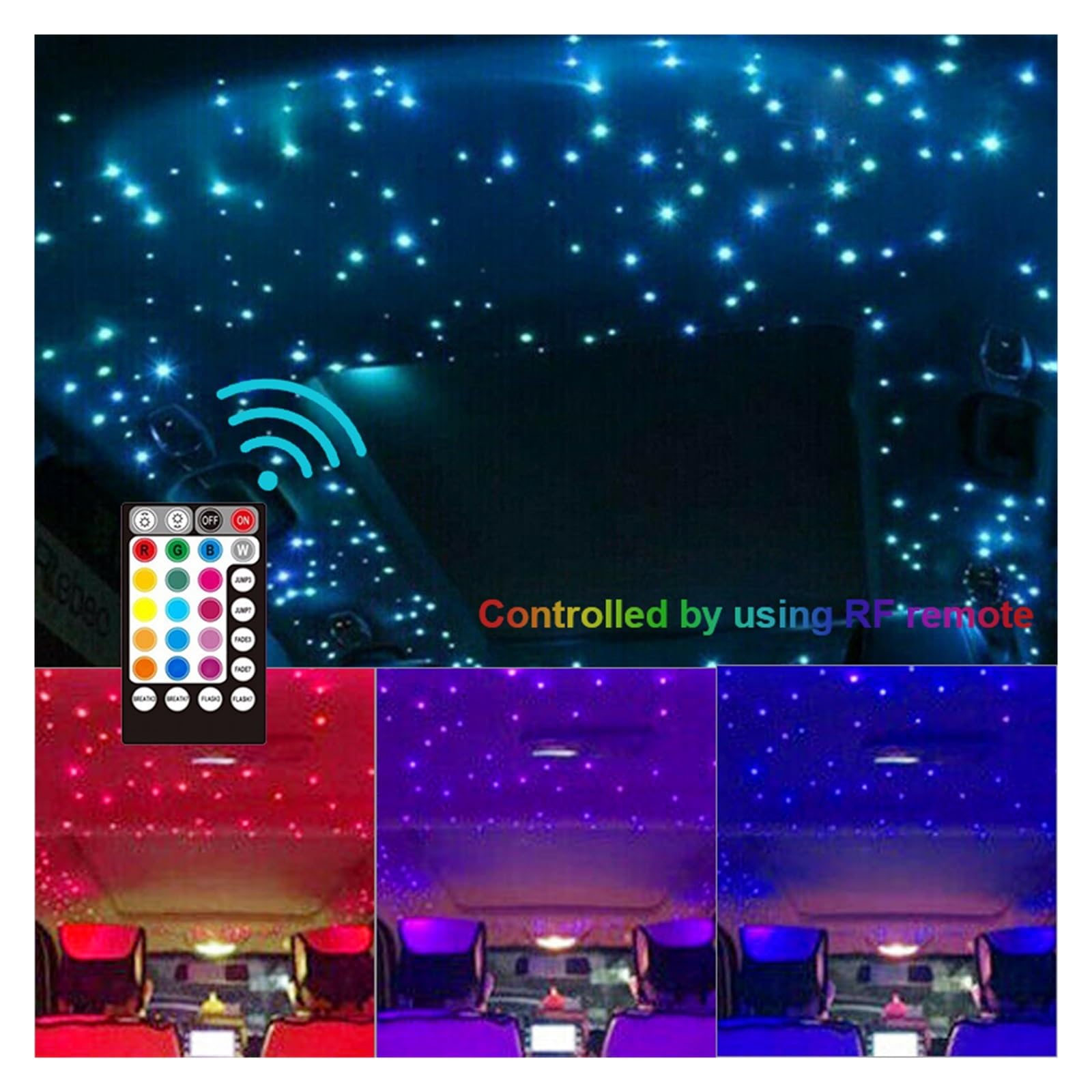Accessori per Headliner Starlight Auto 12V 60pcs Fibra Ottica Star Light Kit Car LED Plafoniera Headliner Decor Car Interior Lampada Atmosfera Decorativa(300pcs 3M)