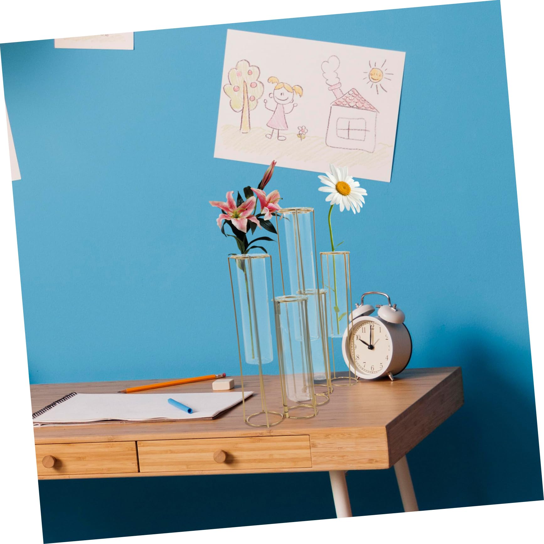 Ciieeo Vase Hydroponique Verre Support pour Plantes avec Cadre Métallique Tubes De Propagation pour pour Maison Et Bureau