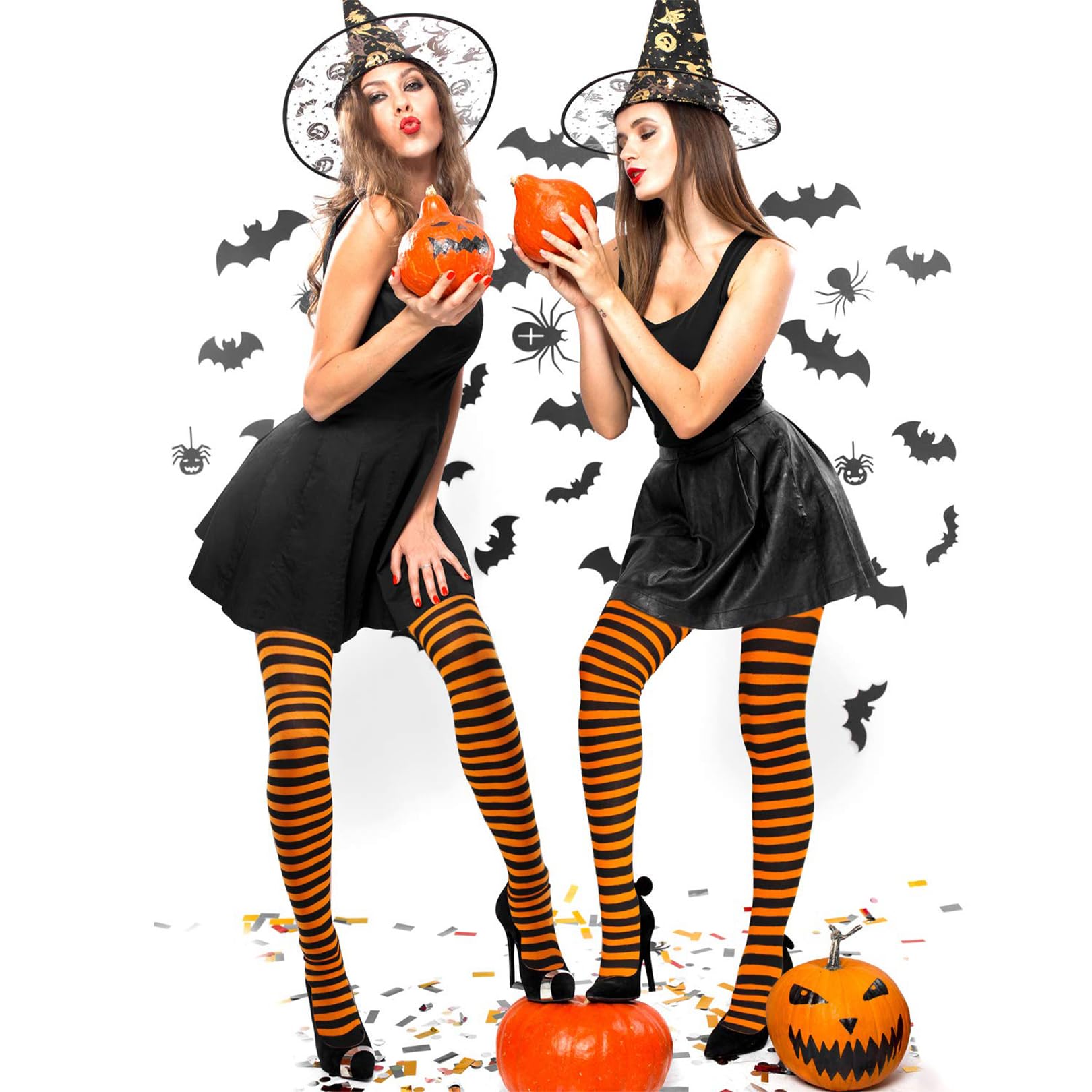 Halloween Striped Tights, High Waist Striped Leggings Stocking, Women’s Fancy Dress Tight - Image 3