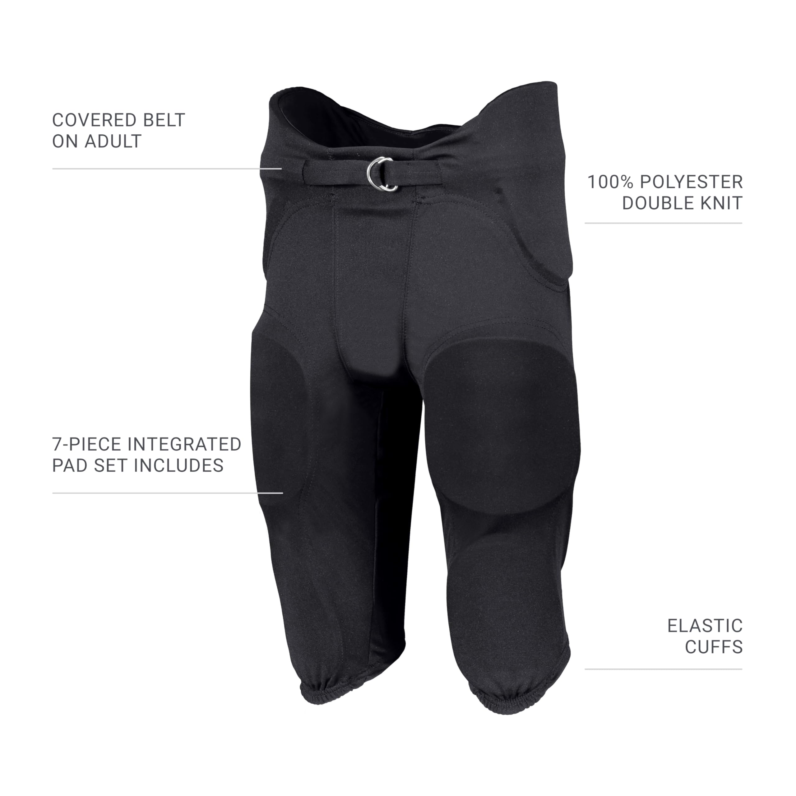 Rusell Athletic Men's Standard Russell Athletic Integrated 7-Piece Pad Football Pant, Stealth, XX-Large