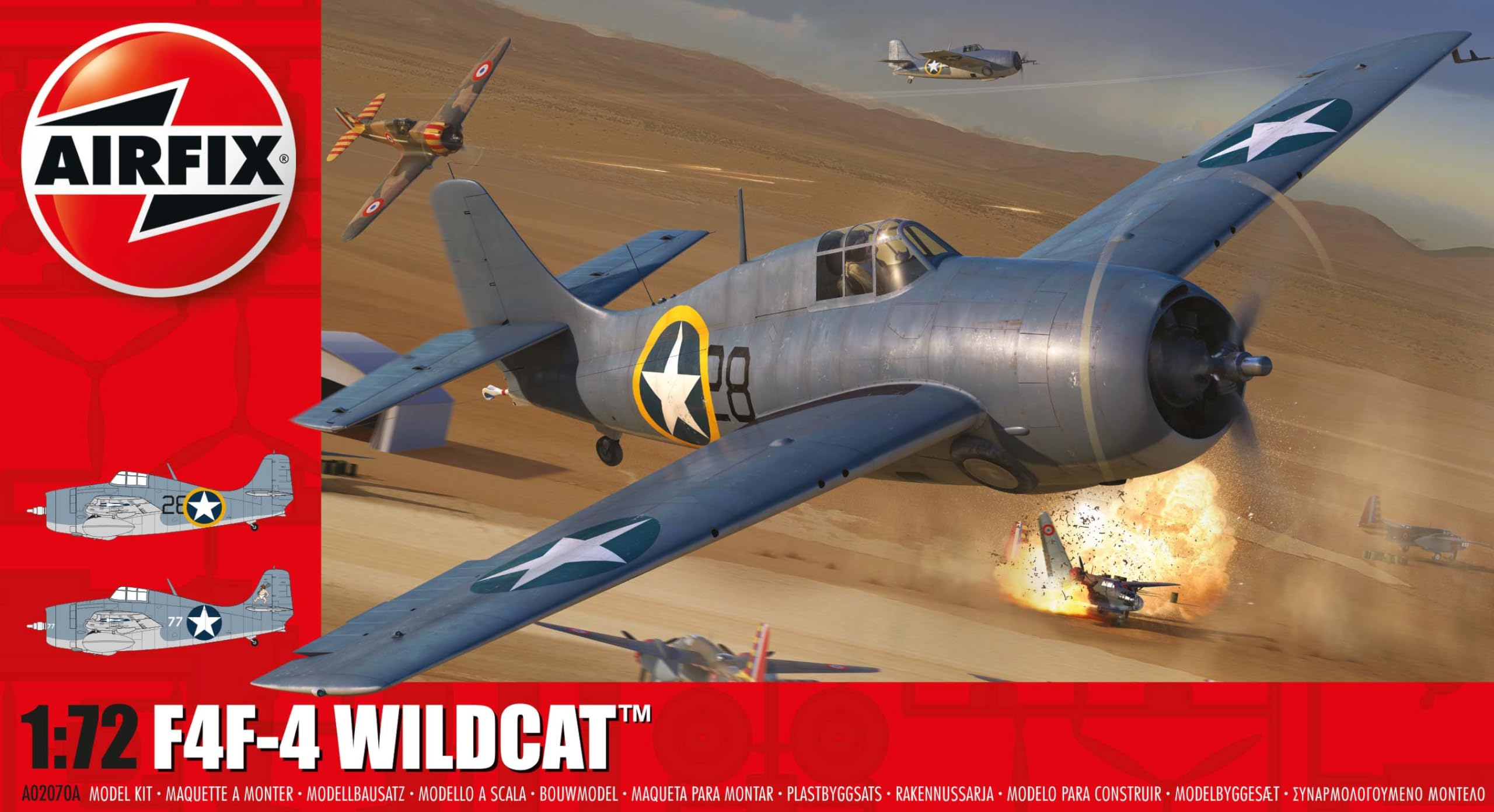 Airfix Model Airplane Kit Gift Set - A02070A F4F-4 Wildcat, Plastic Plane Model Kits for Adults & Kids 14+, Skill Level 2, 1:72 Scale WW2 Military Aircraft Models - Real Aeroplane Models for Beginners