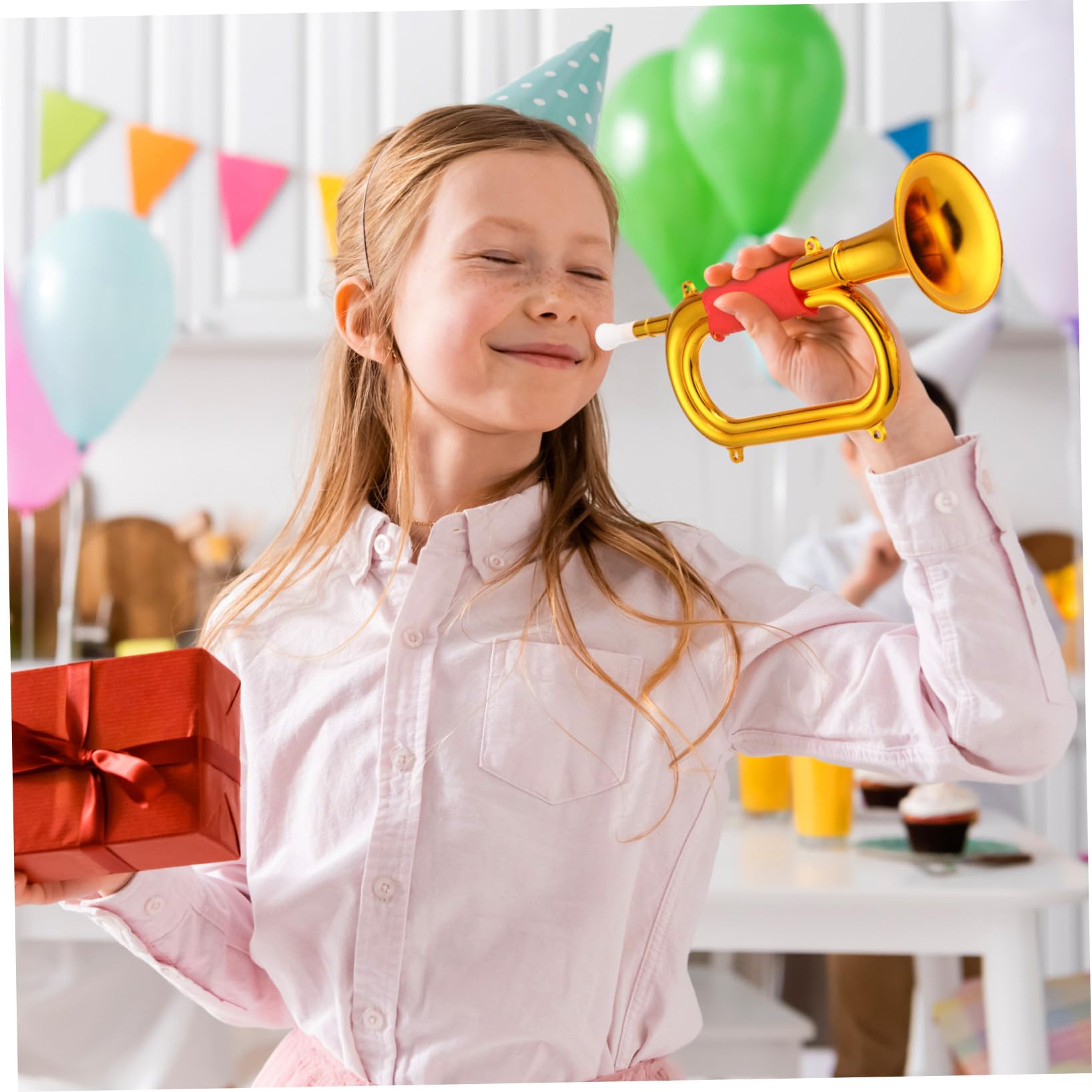 UKCOCO Trompetas De Plástico: Cornetas 13 Pulgadas Juguetes Musicales para Niños Herramienta Musical Educación Temprana Accesorio para Presentaciones En Escenarios De Fiestas.