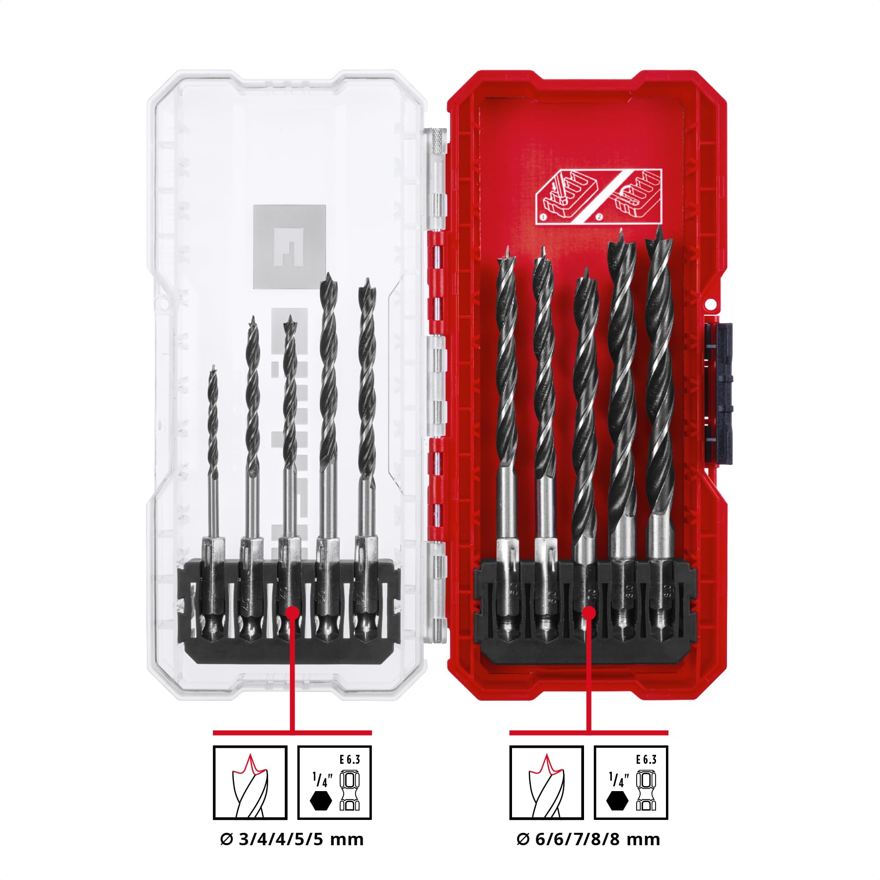 Einhell S-CASE 10 szt. zestaw wierteł do drewna C45 6.3 mm