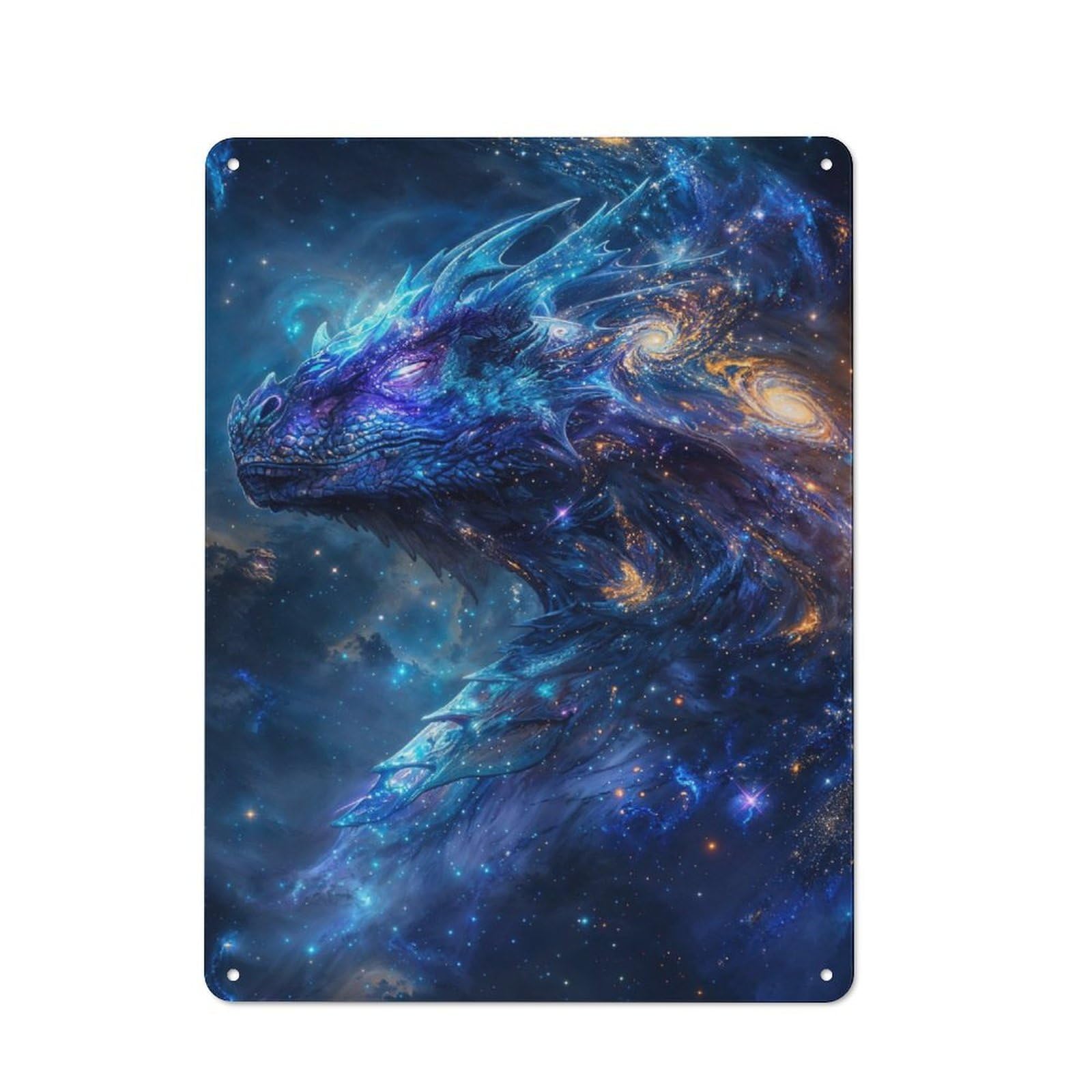 Junmoney Galaxy Dragon Overlord Rustic Tin Sign 40X30cm For Living Room Or Hallway, A Metal Wall Feature For Living Rooms And Hallways