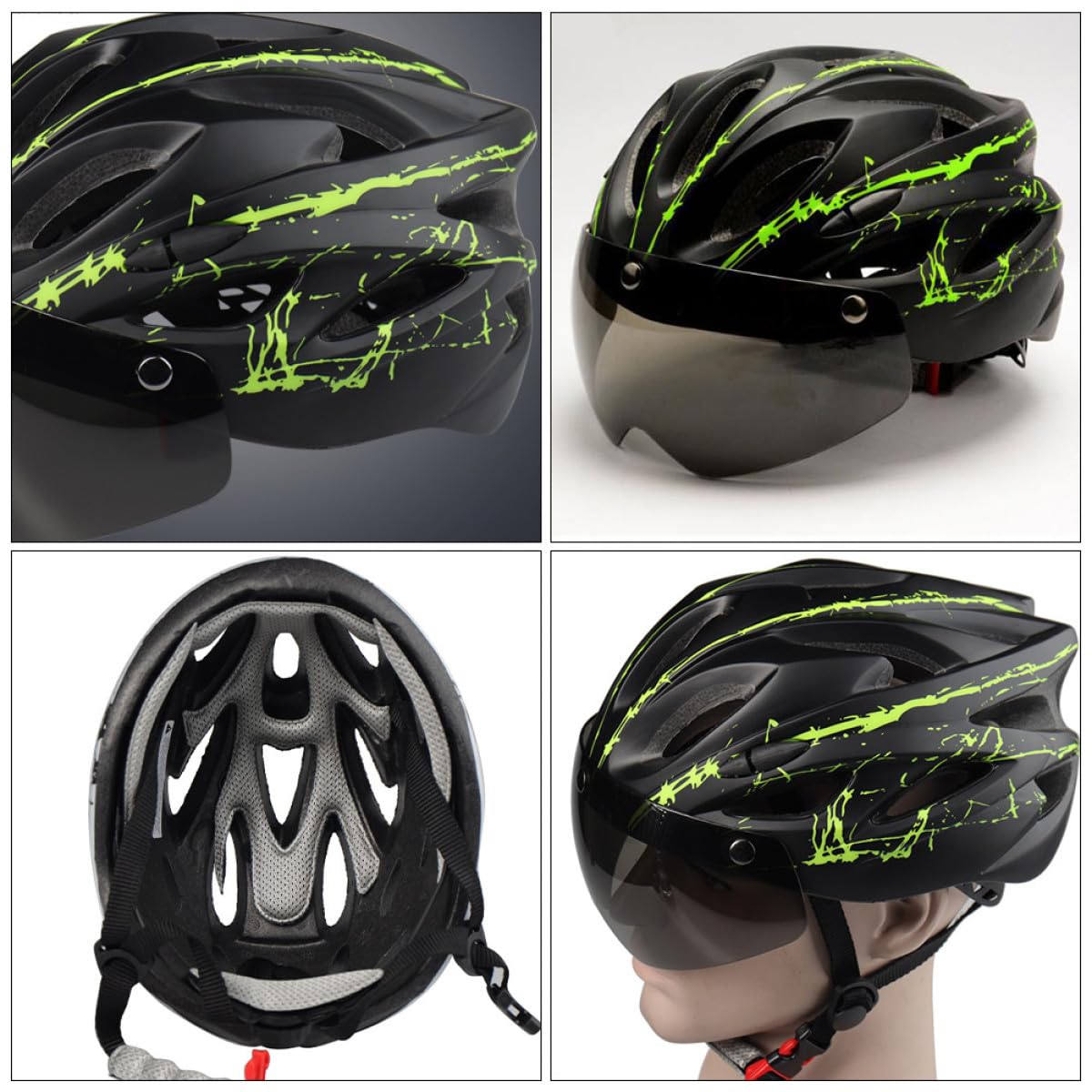 Casco con Gafas Magnéticas para Bicicleta, Protector y Cómodo
