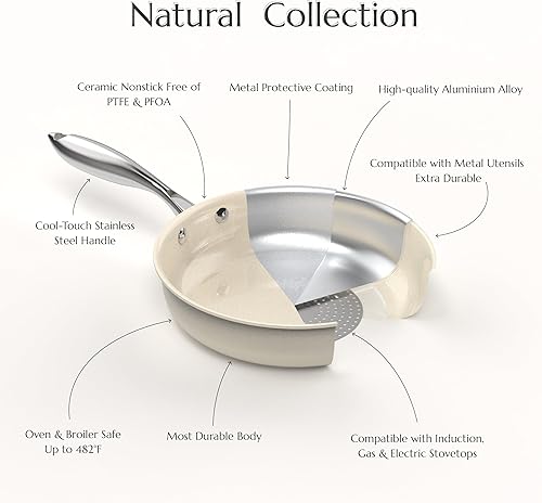 Miniatura 9 de UUKRAVE Juego de sartenes de cerámica antiadherente, sartén de cerámica para cocinar, saludable y no tóxico, sin PFASPTFEPFOA, compatible con