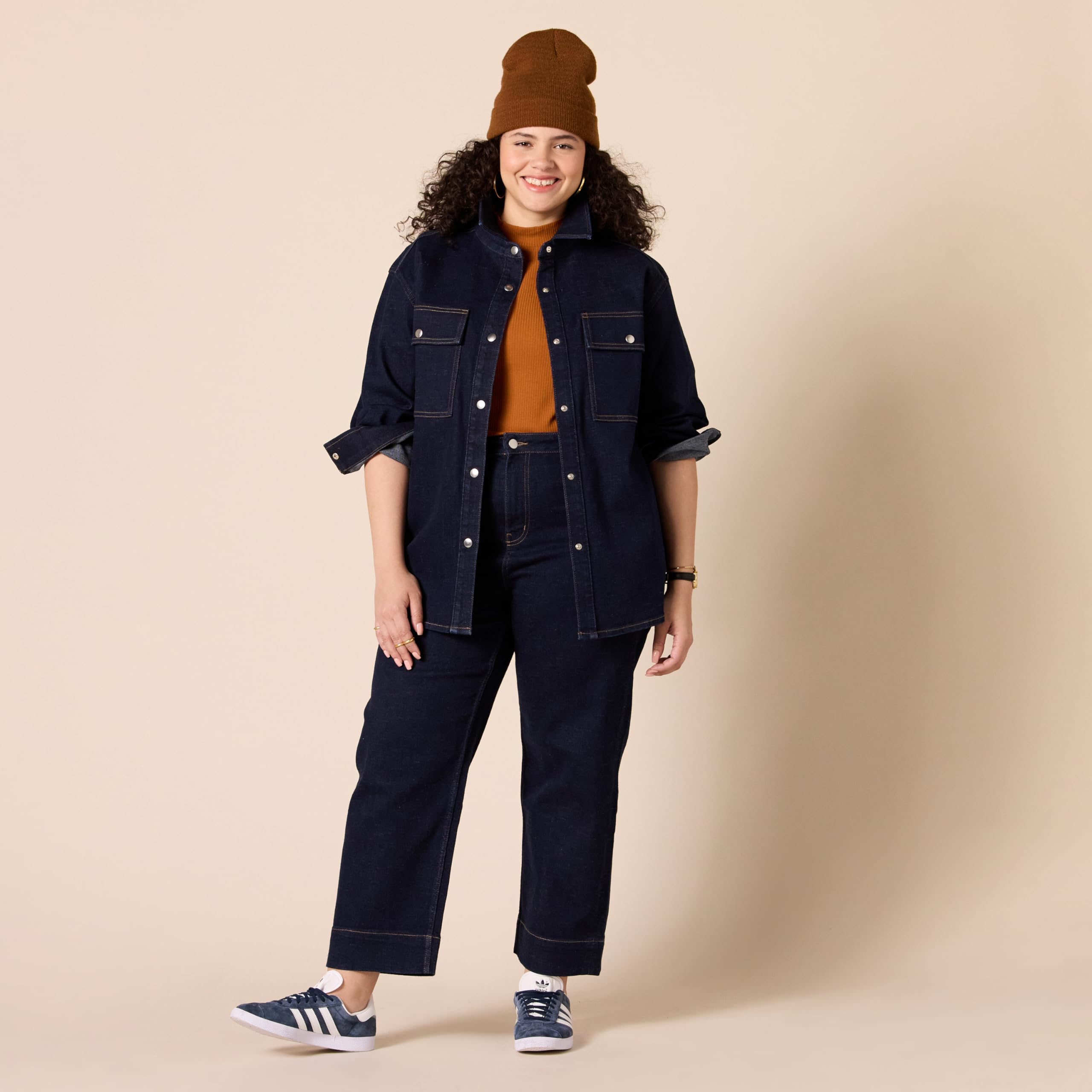 Amazon Essentials Camicia Pesante in Denim con Vestibilità Oversize Donna
