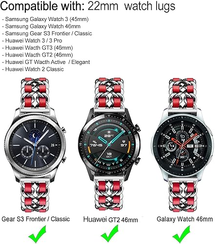 Miniatura 3 de Correas compatibles con Samsung Gear S3 FrontierClassicGalaxy Watch de 1.81 pulgadas  Galaxy 3 de 1.772 pulgadas, correa de repuesto de cuero con