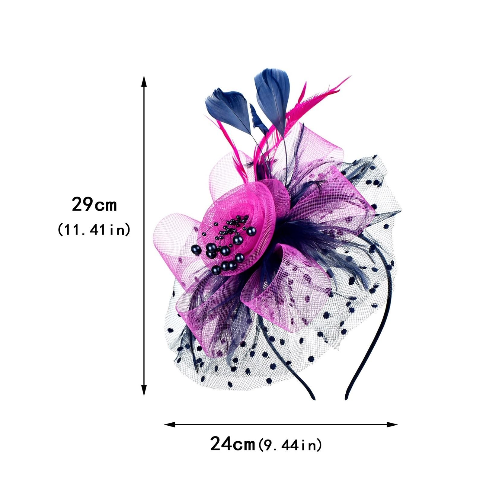 Haptian Fascinator Hoeden Hoofdband Womens Veer Bloem Bruiden Haaraccessoires Bruiloft (Rood-1