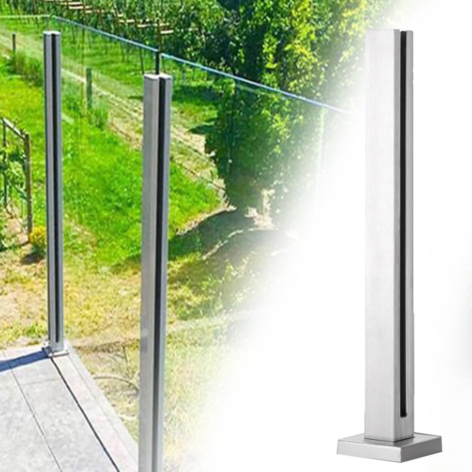 Poteau de garde-corps en verre à hauteur réglable pour corriger les sols irréguliers