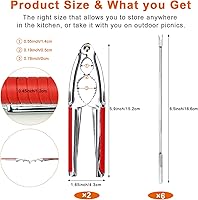 Vista 2 de Cascanueces, 8 piezas de cascanueces multiusos de acero inoxidable para mariscos y pecanas, herramientas para agrietar nueces con mango