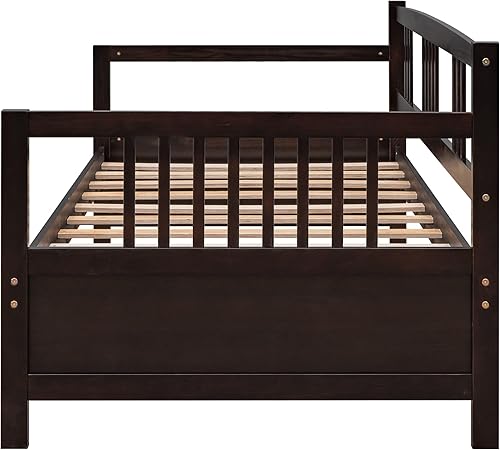 Miniatura 50 de Marco de sofá cama de madera, sofá cama individual con soporte de listones de madera, sofá cama con rieles (blanco)