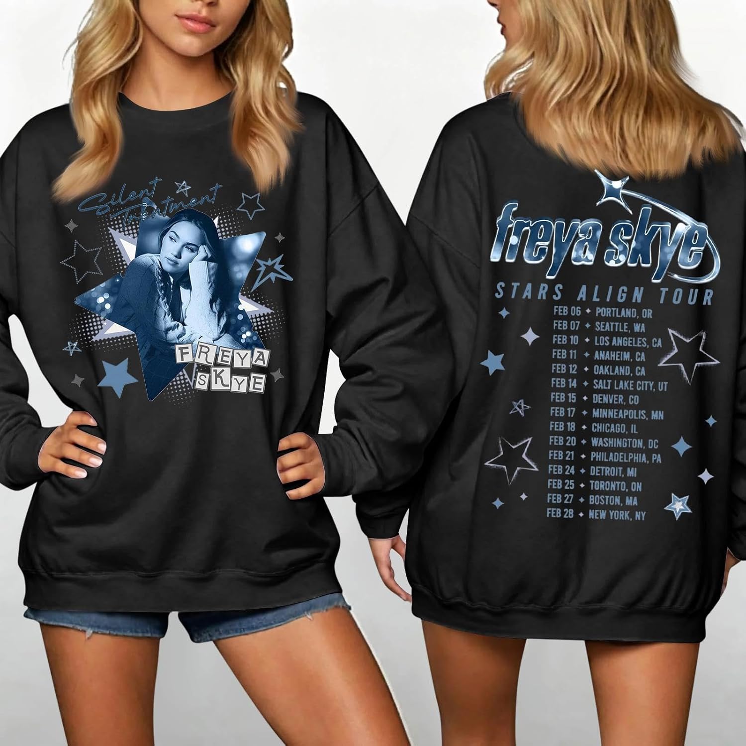 Fre-ya Skye Stars Align Tour Oversize Sweatshirt, Concert Merch Sweater Merch Costume Pop Fan Sweatshirts Y2K Clothes - Image 2
