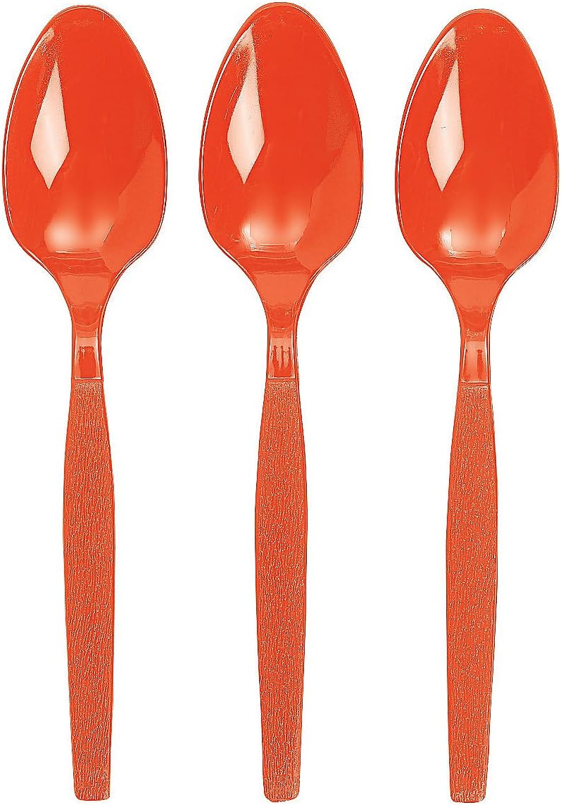 Oriental Trading Bulk Plastic Spoons 50-Pieces, Orange