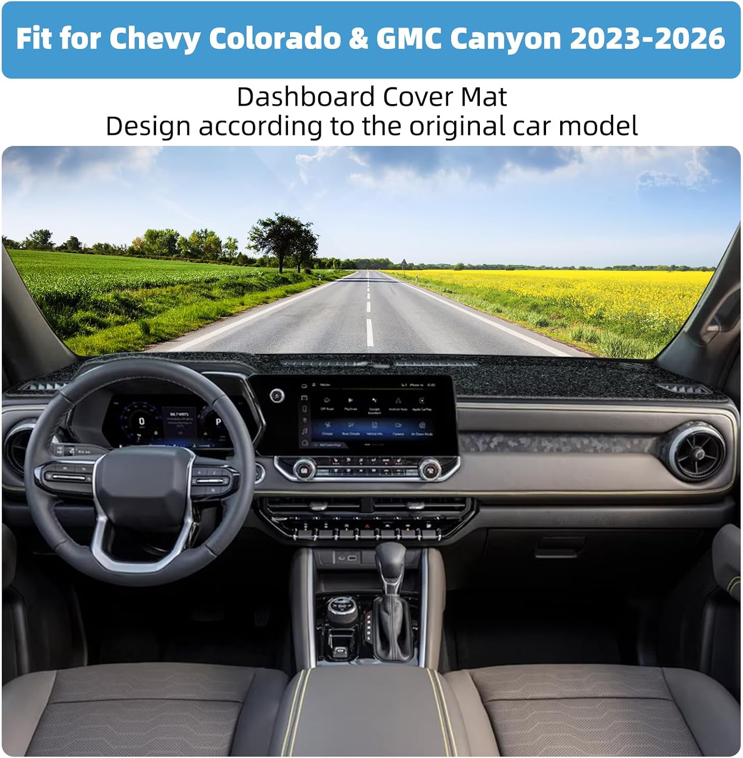 Dash Cover Mat for Chevy Chevrolet Colorado & GMC Canyon 2023 2024 2025 2026 Non-Slip Dashboard Cover Mat Sunshade UV Rays Protector Interior Accessories