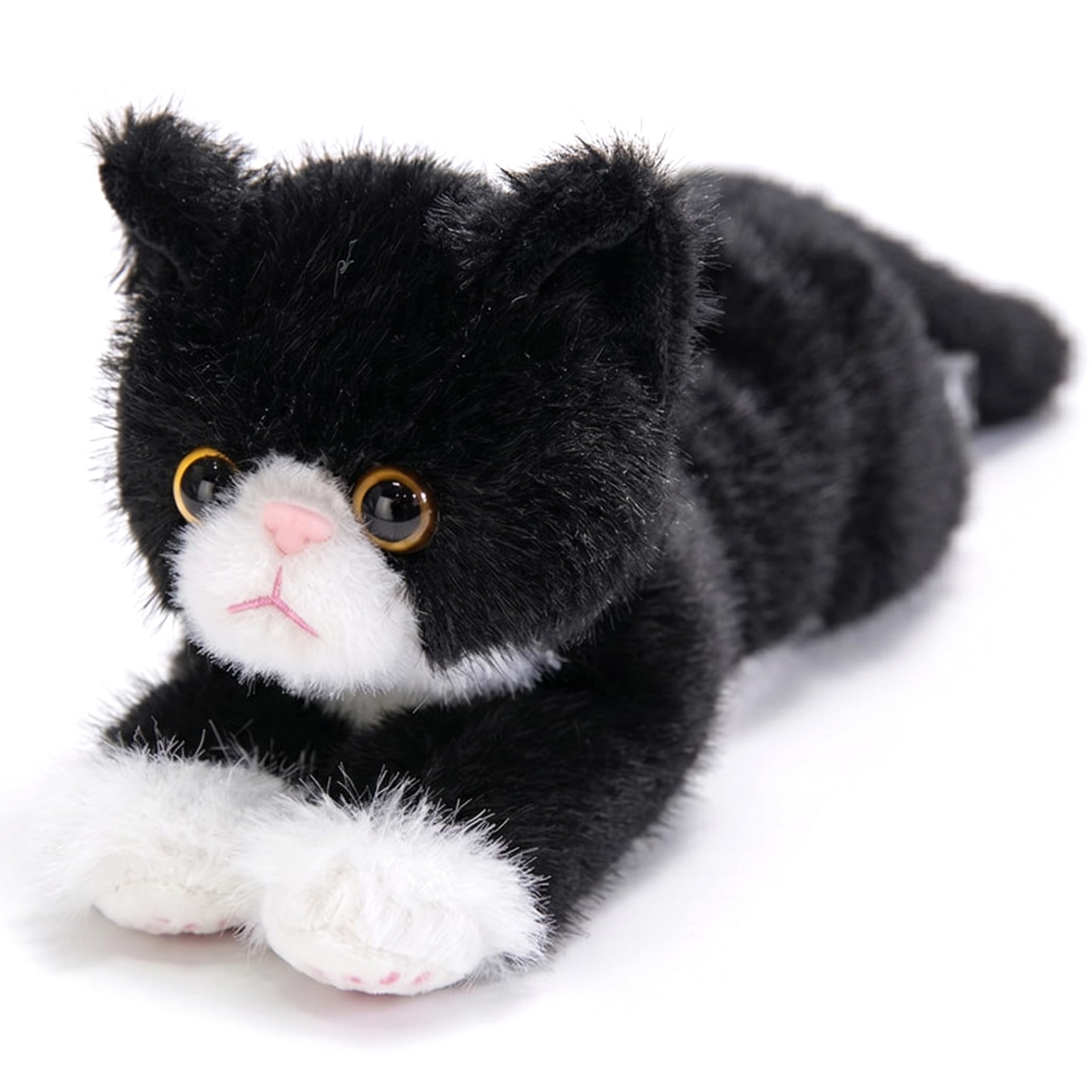 Xdyyjrasa Cat Stuffed Animal - 16 Inch Lifelike Cuddly Plush Cat Toy with Soft Fur for Kids Adults, Black and White