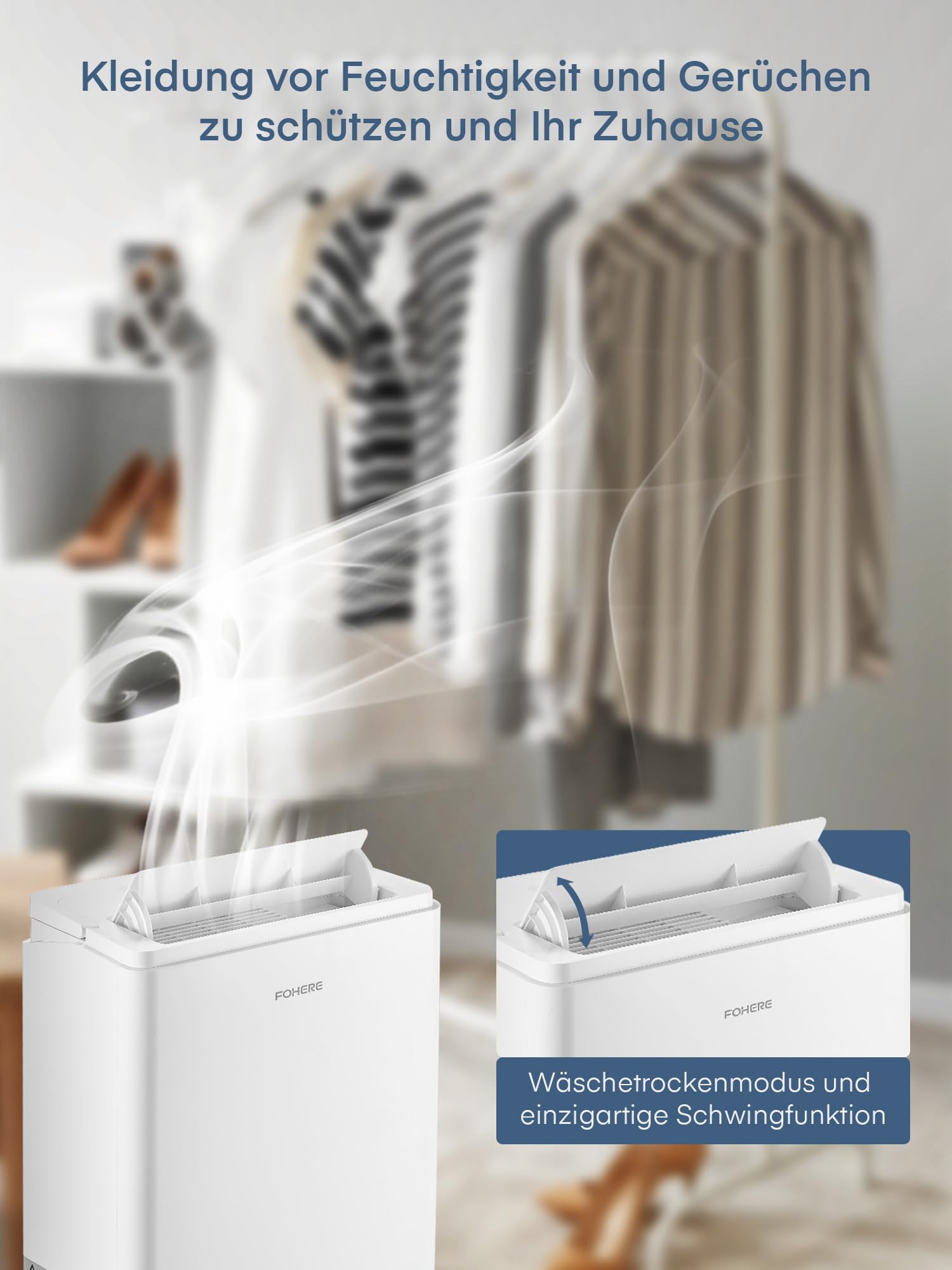 Deumidificatore con app e Wi-Fi, 20 l/24 h, deumidificatore elettrico, per fino a 135 m³, serbatoio da 4,2 l, protezione da traboccamento, timer 24 ore con modalità lavaggio, umidificatore per cantina