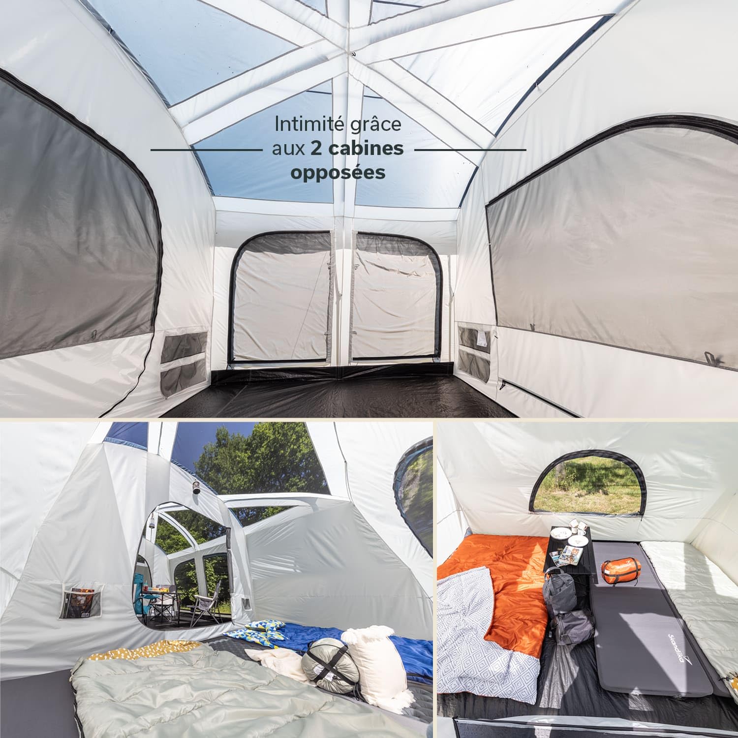 Skandika Tonsberg Tente de camping 5/10 personnes avec peau unique, toit en maille, chapiteau amovible, hauteur debout 2 m, sol de tente cousu, colonne d'eau 4000 mm | Grande tente familiale