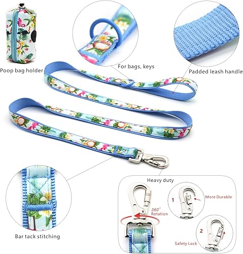 Miniatura 4 de Juego de arnés para perro, collar de correa de 5 pies, arnés reflectante ajustable sin tirones con bloqueo de seguridad, asa de fácil control, para