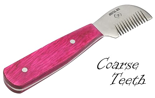 Miniatura 10 de Bee - Juego de 5 cuchillos de aseo para perros con mango de madera, juego de 5 cuchillos antideslizantes de acero inoxidable para aseo de perros