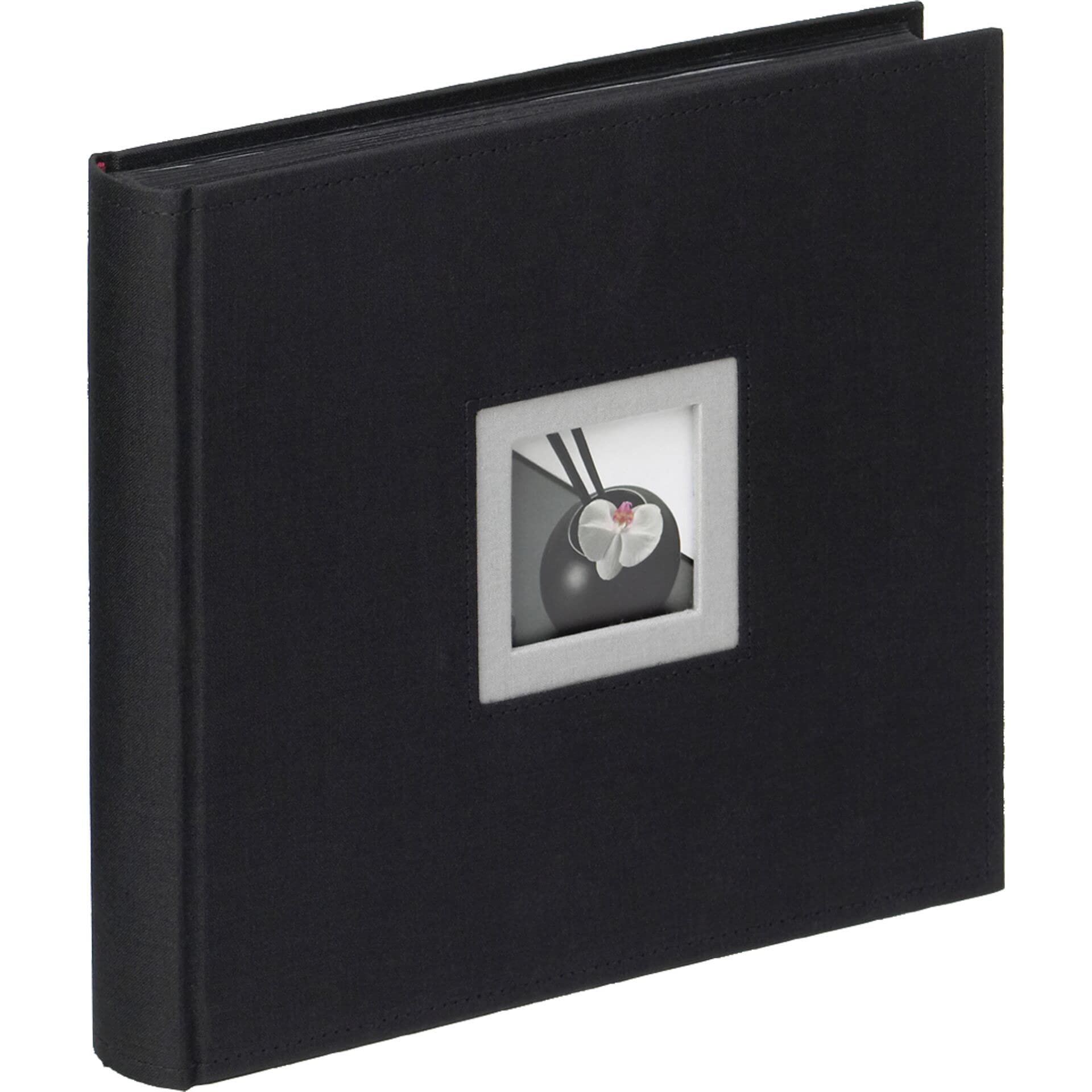 walther design Fotoalbum schwarz 26 x 26 cm Leinen mit Cover-Ausstanzung, Black and White FA-209-B