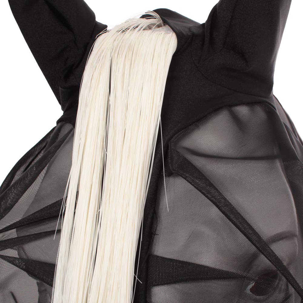 Fliegenmaske Pferd Slim Fit – Atmungsaktive Lycra Fliegenmaske mit Ohren, extra Starke Netzaugen, UV-Schutz, mit Reißverschluss & Mähnenöffnung, leicht & waschbar, schwarz