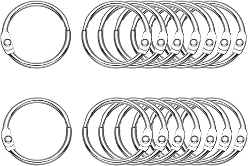 Vista 9 de Antner 100 anillos para carpeta de hojas sueltas, 0.75 pulgadas de diámetro, anillos de papel de metal chapado en níquel, llaveros para tarjetas