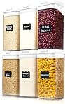 Shazo Airtight Food Storage Containers with Lids - 6 PC BPA Free Clear Plastic Cereal Containers with Easy Lock Lids for Kitchen and Pantry Organization for Snacks and Pasta - 1.2L