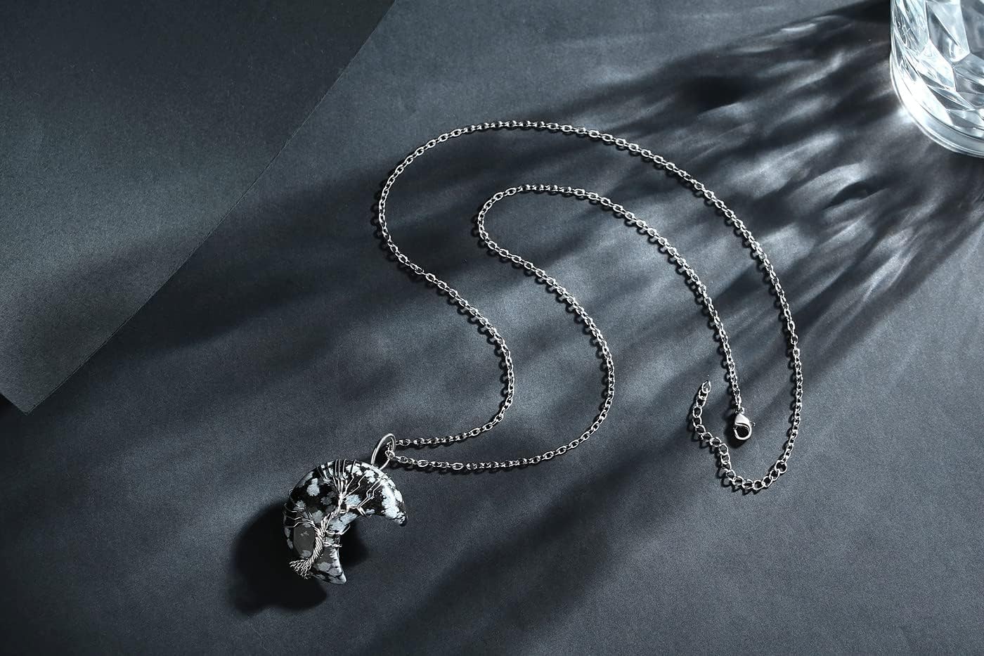 XIANNVXI Necklaces for Women Crescent Moon Pendant Necklace Tree of Life Wire Wrapped Crystal Necklaces Natural Gemstone Quartz Jewelry for Women - Image 5