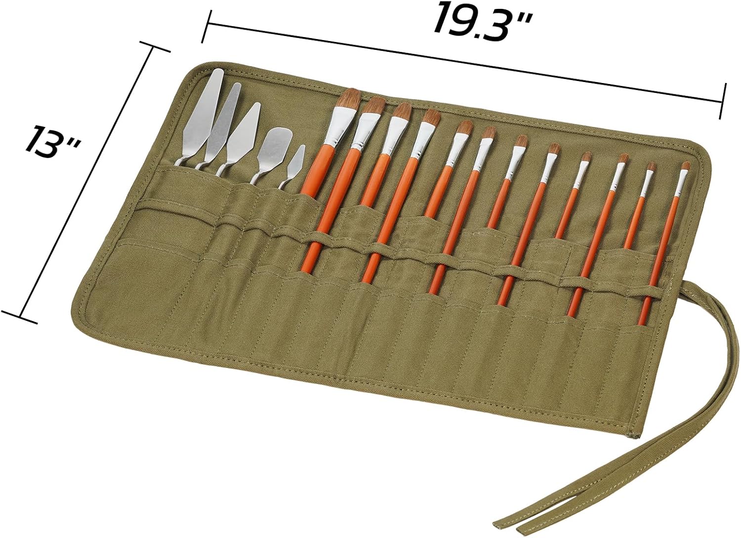 ECHSRT Paint Brush Holder Roll Up Case Storage for Artist Acrylic Oil Watercolor, Holders and Organizers 30 Slots，Army Green