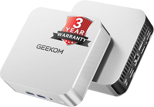GEEKOM A6 Mini PC for Home/Business, AMD Ryzen 7 6800H, 16GB DDR5 RAMUpgradable, Not LPDDR 512GB NVMe SSD, Compact Aluminium Design Windows 11 Desktop Computer, USB4/8K/Wi-Fi 6E/BT 5.2/SD Slot