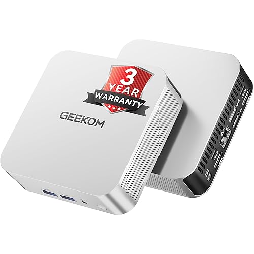 GEEKOM A8 Mini PC with AMD Ryzen 7 8745HS (Beats 6800H), 16GB DDR5 RAM (Upgradable, Not LPDDR) 1TB NVMe SSD, Windows 11 Pro Desktop Computer for Home&Business, USB4, SD Slot, 8K | WiFi 6E, 2.5G LAN