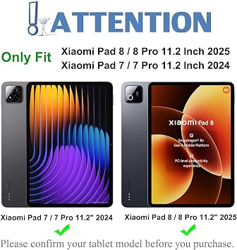 Keyboard Case for Xiaomi Pad 7/ Pad 8/ Pad 7 Pro/Pad 8 Pro 11.2 Inch with Pen Holder, LED Bluetooth 2.4G Mouse, 9H Screen Protector Tempered Glass, Magnetically Detachable Wireless Keyboard