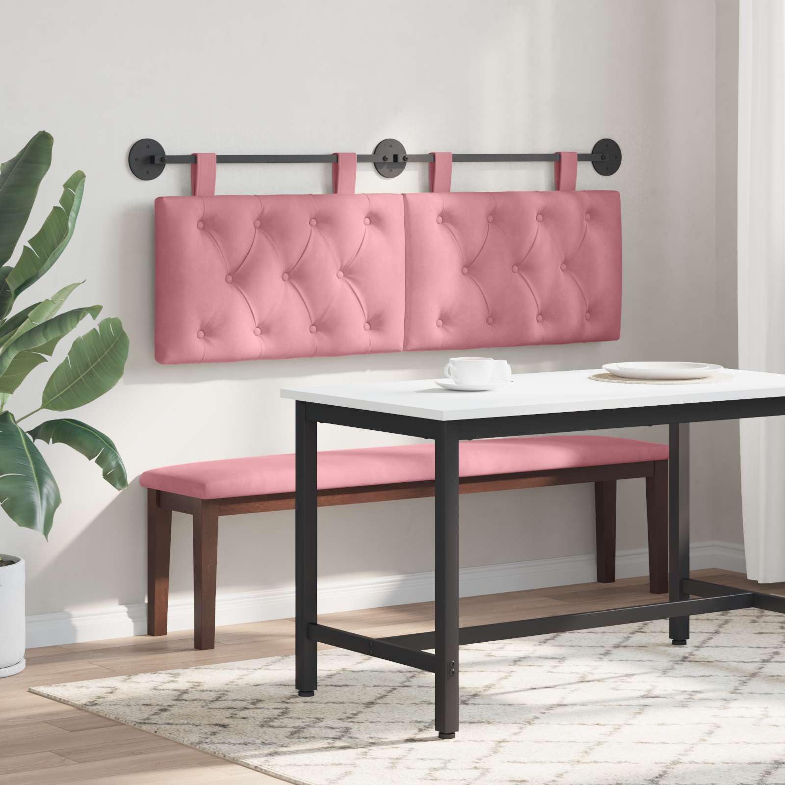 Cabecero colgante con luz LED de terciopelo rosa, panel tapizado, multiusos, para dormitorio, habitación de invitados, habitación juvenil, cama individual, diseño moderno