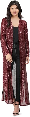 Womens Long Power Net Sequinned Shrug