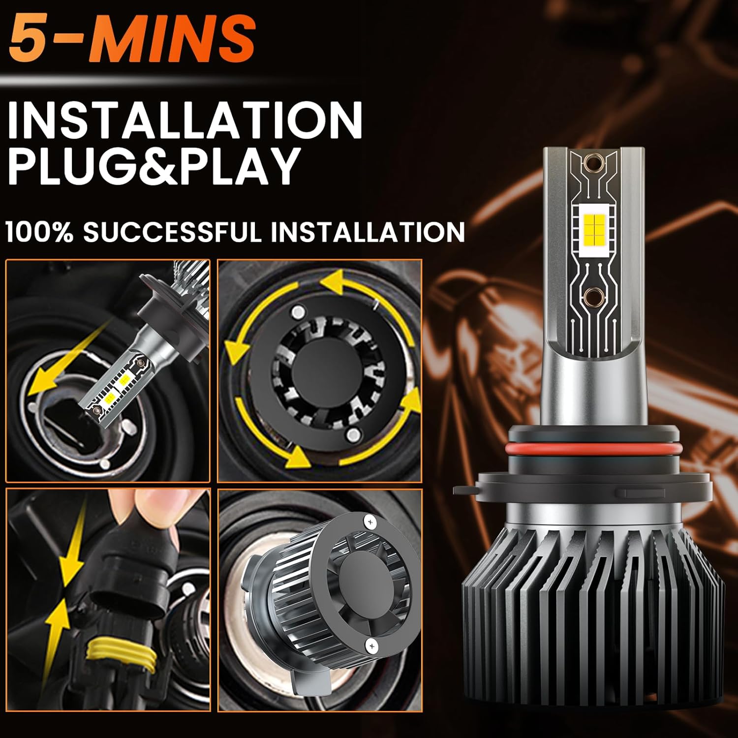 Car Driving Light Bulbs Fit for Honda Civic 2006 2007 2008 2009 2010 2011 2012 2013 2014 2015 High Low Beam Fog Light Bulbs Combo Pack,6500K White Car Lamp Kit,Plug and Play,IP68 6-Pack