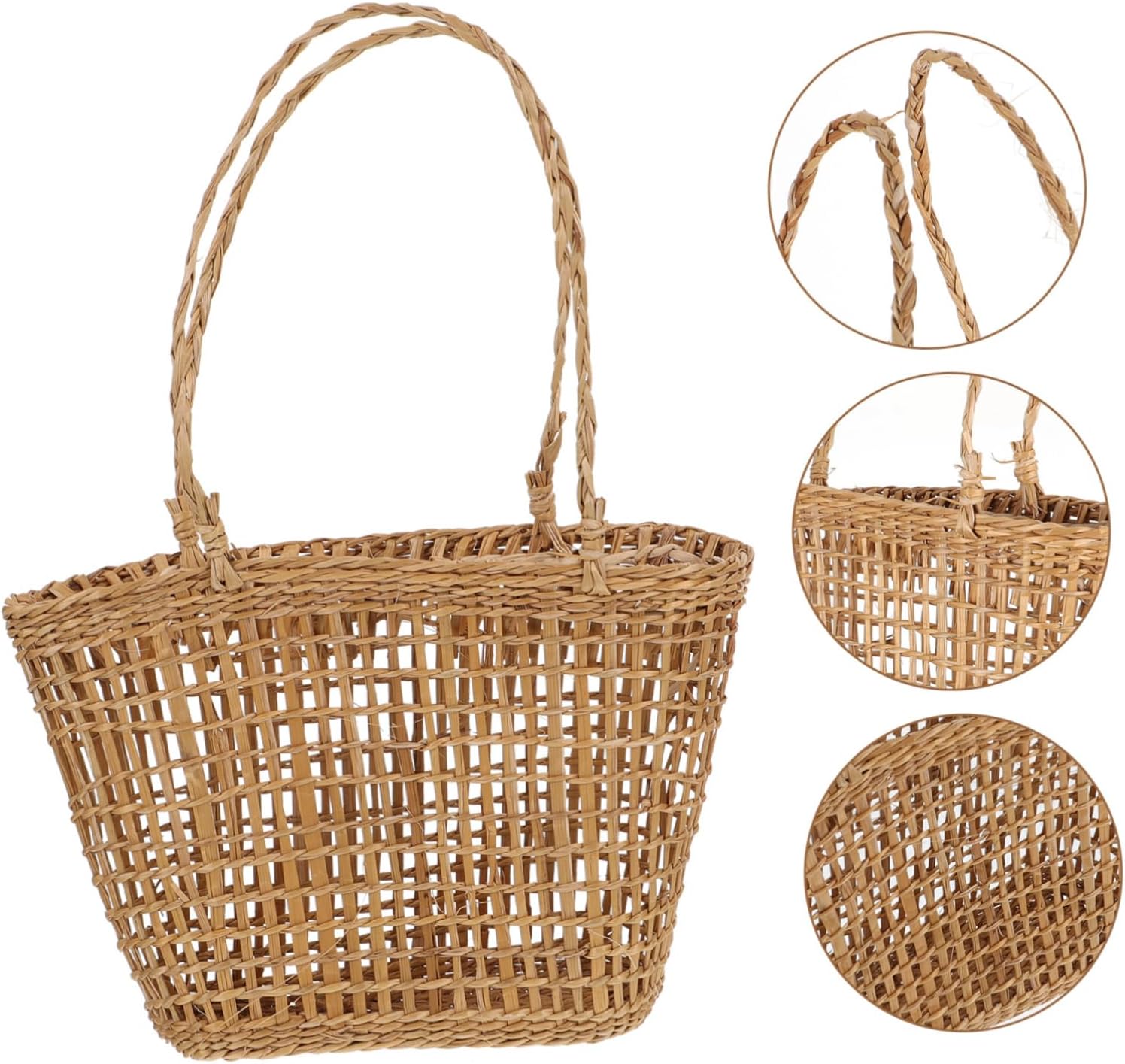 Holibanna Straw Woven Decorative Flower Basket with Handheld Design Brown image 5