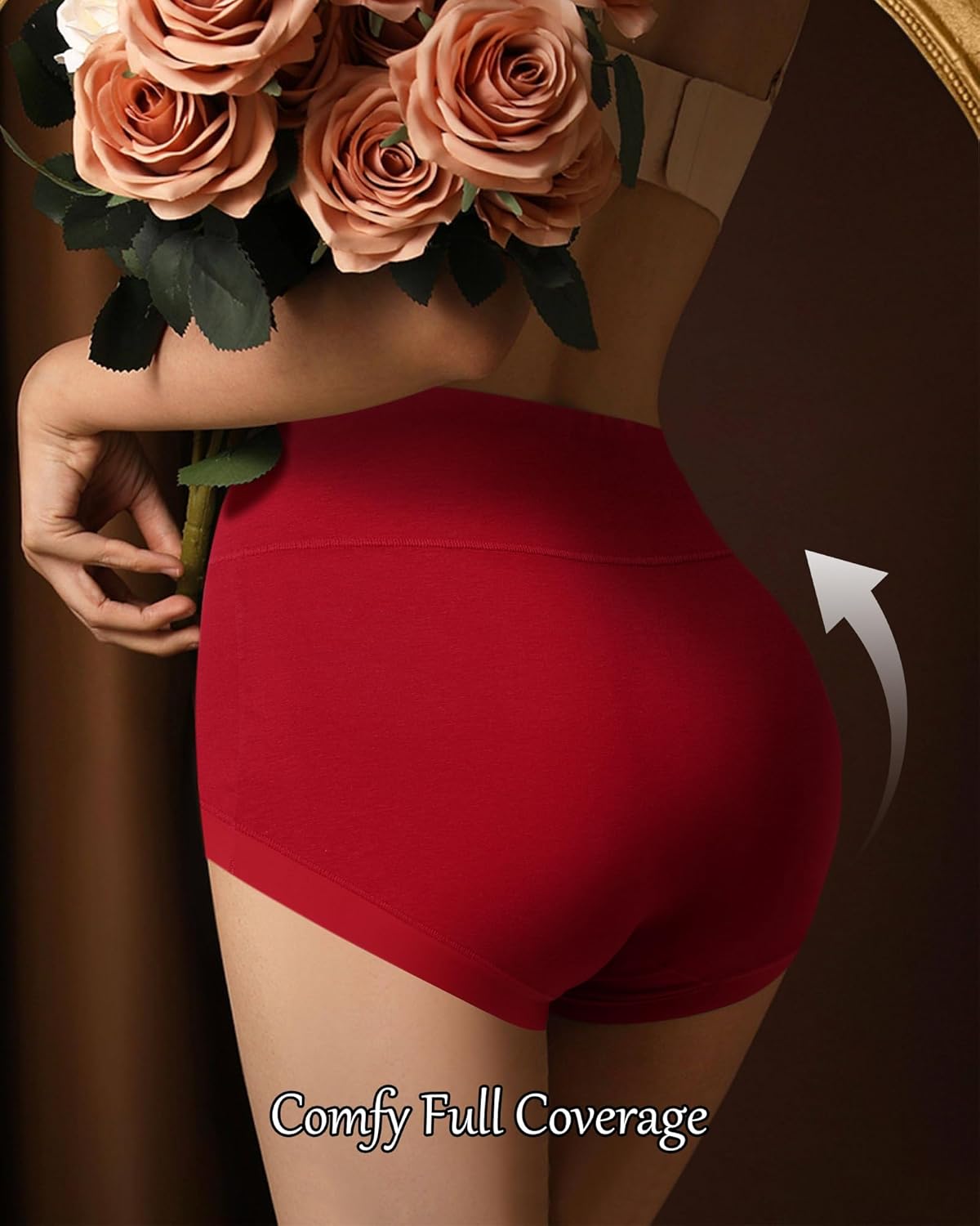 Annenmy High Waisted Cotton Women Underwear Soft Full Coverage Briefs Ladies Lace Panties 5 Pack Regular & Plus Size - Image 2