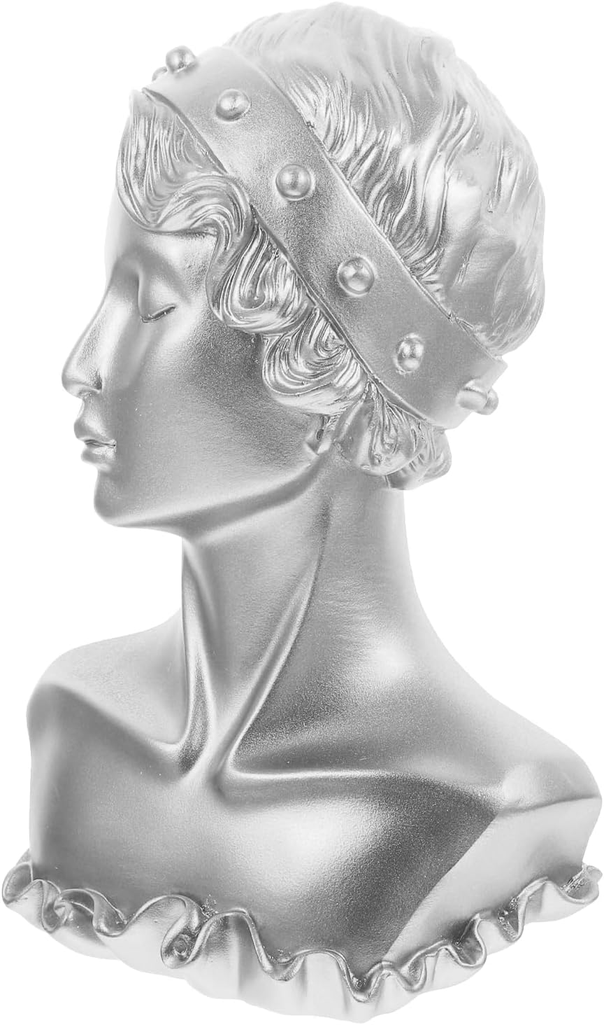 STOBAZA Jewelry Mannequin Display Bust Resin Portrait Model Ornament for Necklace Earring Pendant Chain Vintage Style Jewelry Organizer for Home Decor and Retail - Image 6