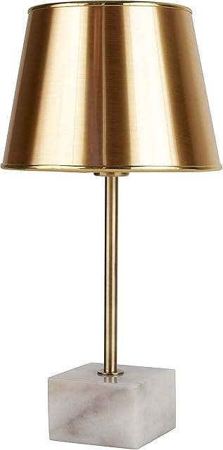 Rivet Marble and Brass Table Lamp, 16" H, with Bulb