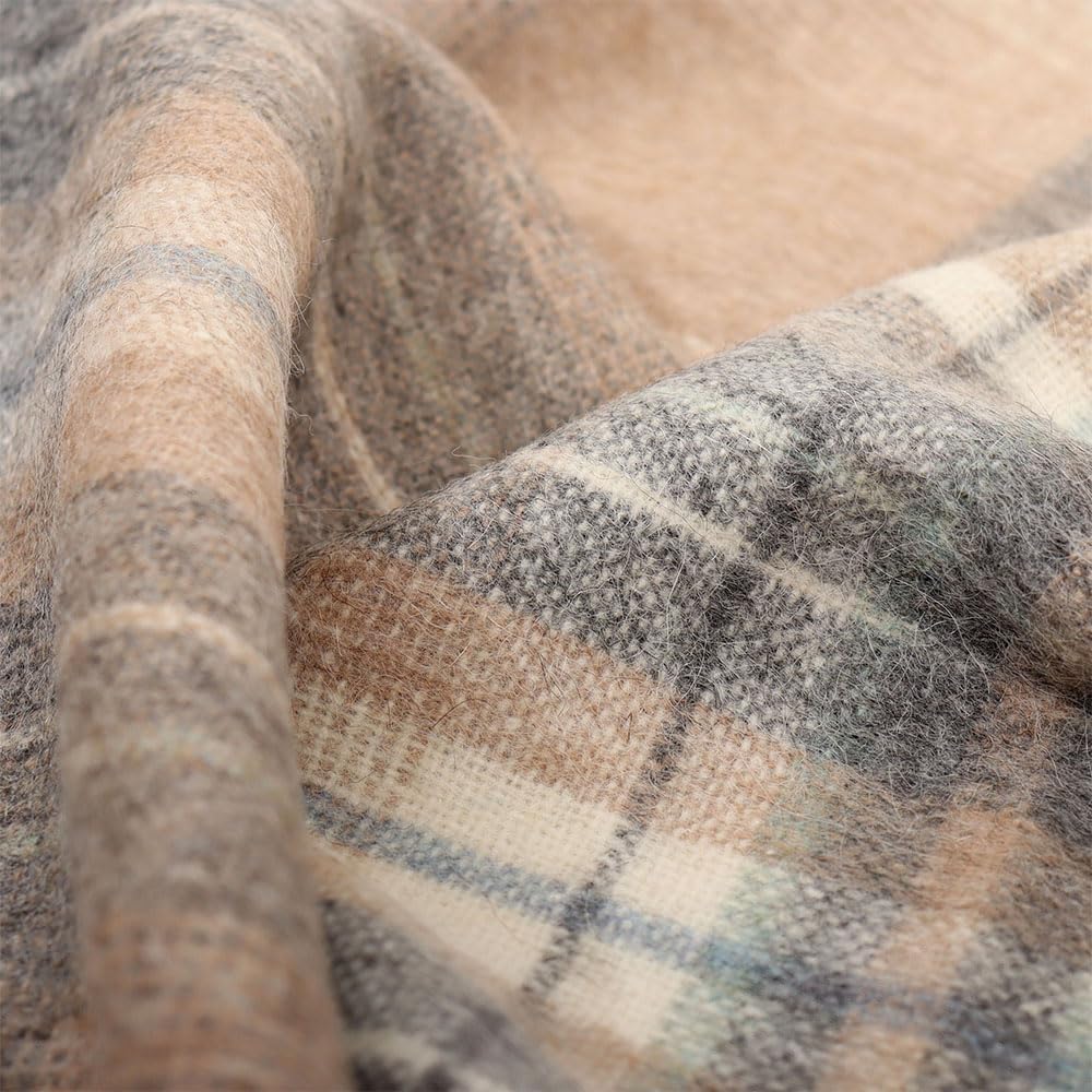 Superfine Alpaca Wool Throw Blanket - Lightweight Alpaca Merino Wool Throw Blankets | Soft Peruvian Alpaca Blanket Wool Blanket Scottish Design 72" x 60" (Gray/Camel/Ivory)