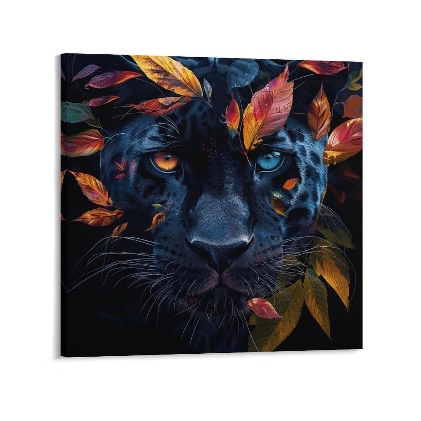 KLOPH Leaves And Panther Canvas Wall Art for Living Room 10x10inch Modern Artwork Painting for Bathroom Hanging Canvas Prints Aesthetic Wallart for Bedroom Kitchen Office Wall Decor