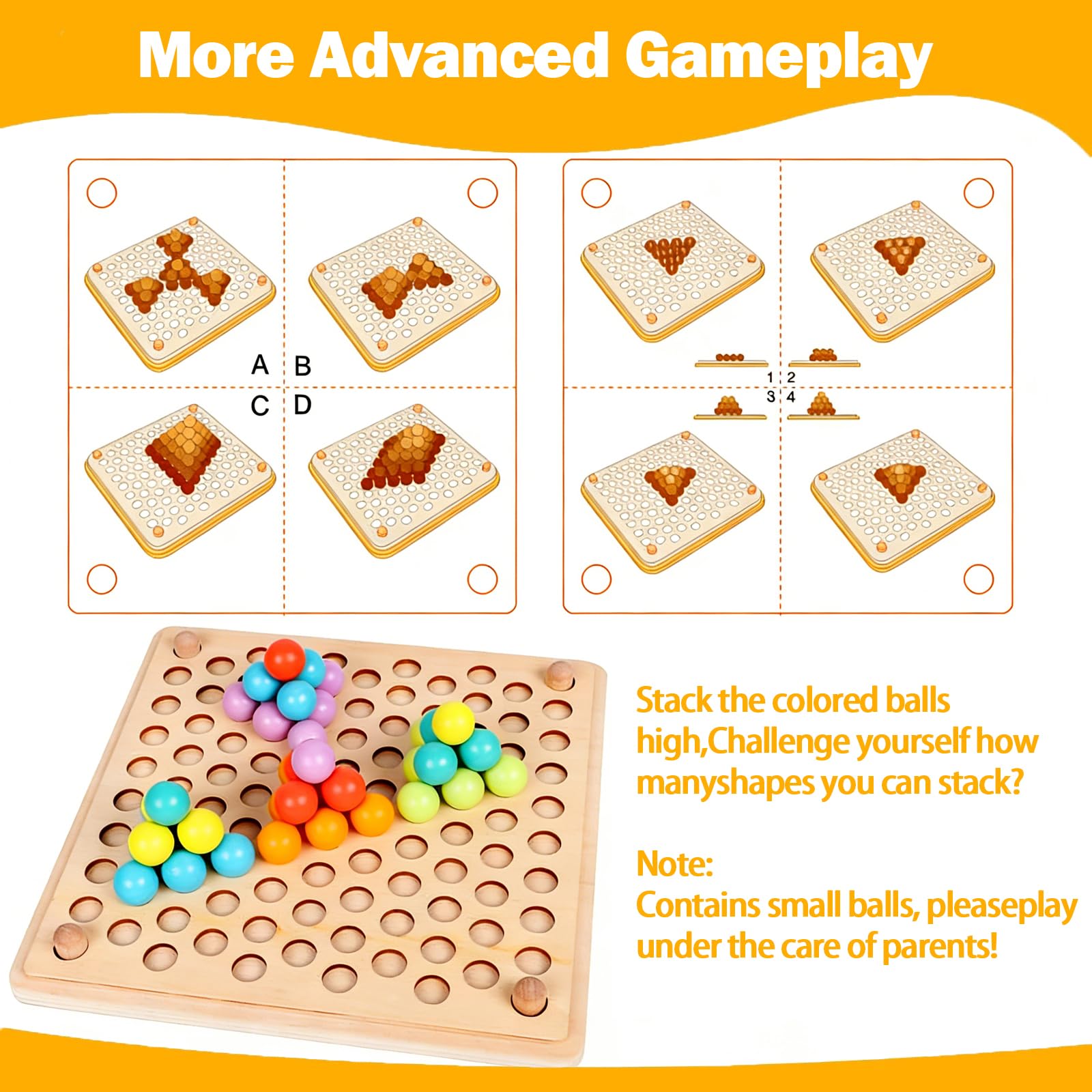 Jeu de Perles à Clip Rainbow Beads Montessori en Bois Jeux Éducatifs Motricité Fine 3 Ans