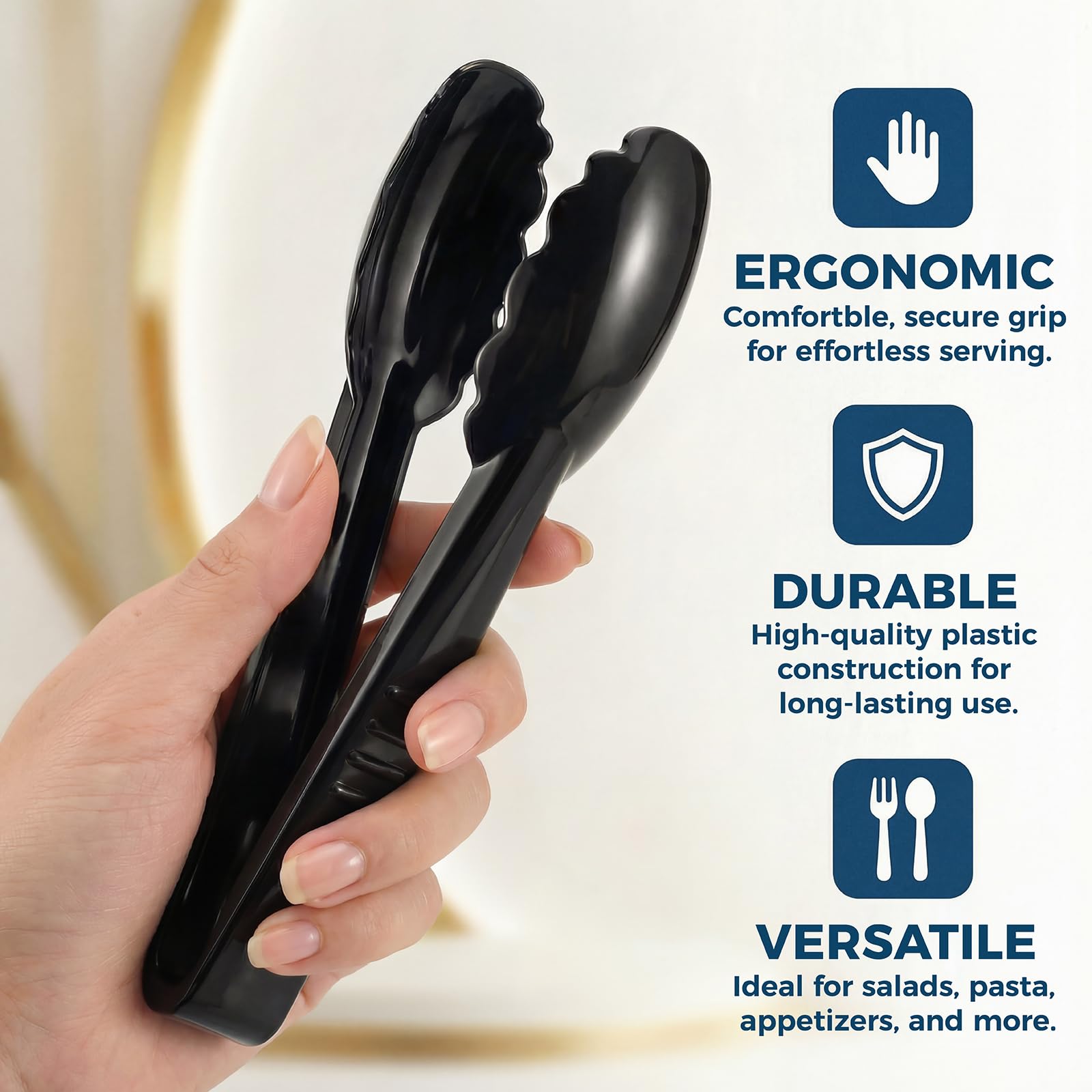 Black Buffet Tongs - 24 Pack -3 Black Buffet Tongs - 24 Pack -3