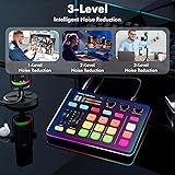 Gaming Audio Mixer, Table de mixage audio G1 Neo, table de mixage audio pour jeux vidéo, carte son RGB pour microphone XLR, interface audio pour streaming, effets sonores personnalisables - 5