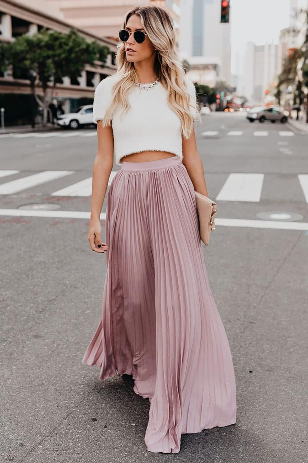 ebossy Damen Modern/Tailliert Plissee