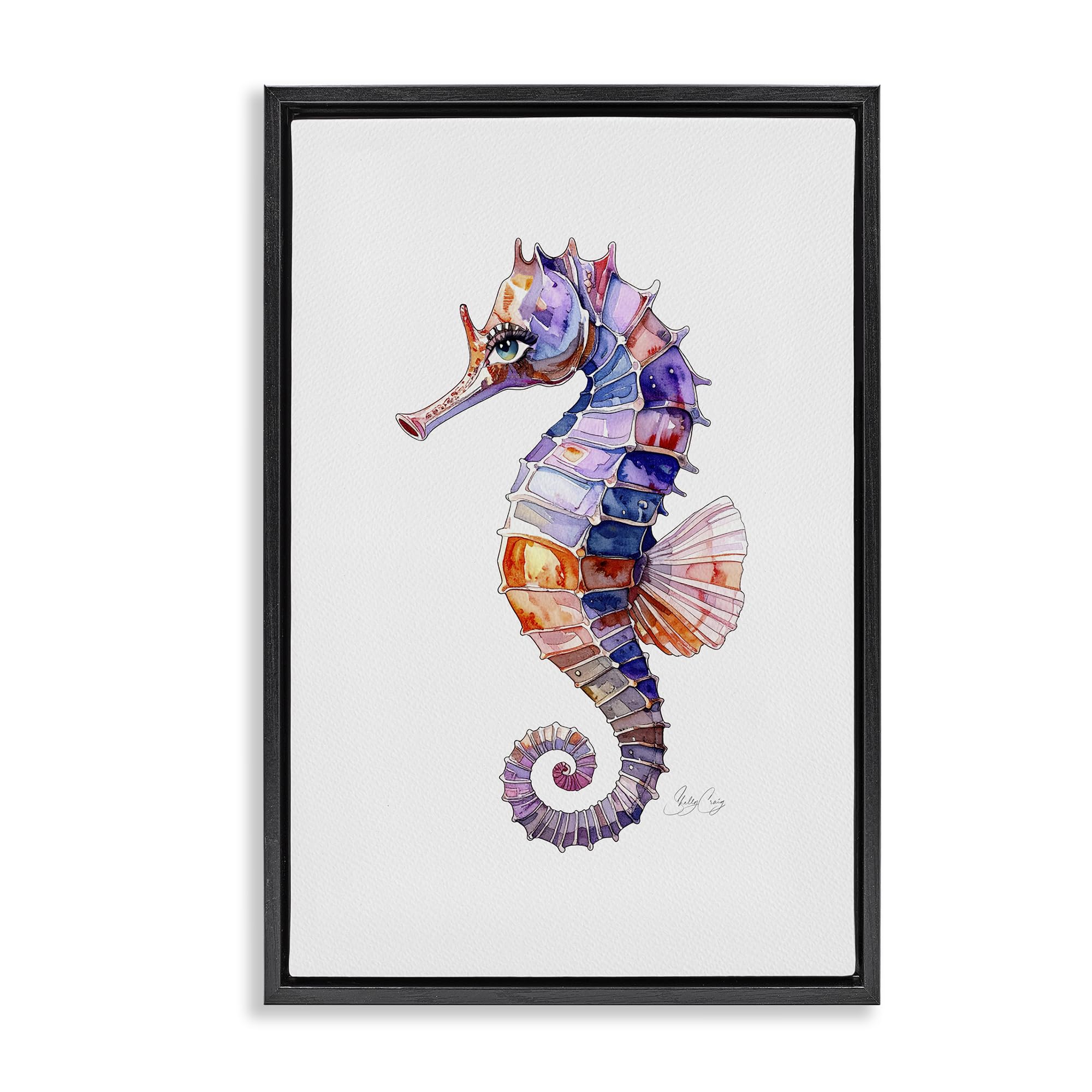 'Sea Whisper Seahorse'| Floating Frame Canvas Art