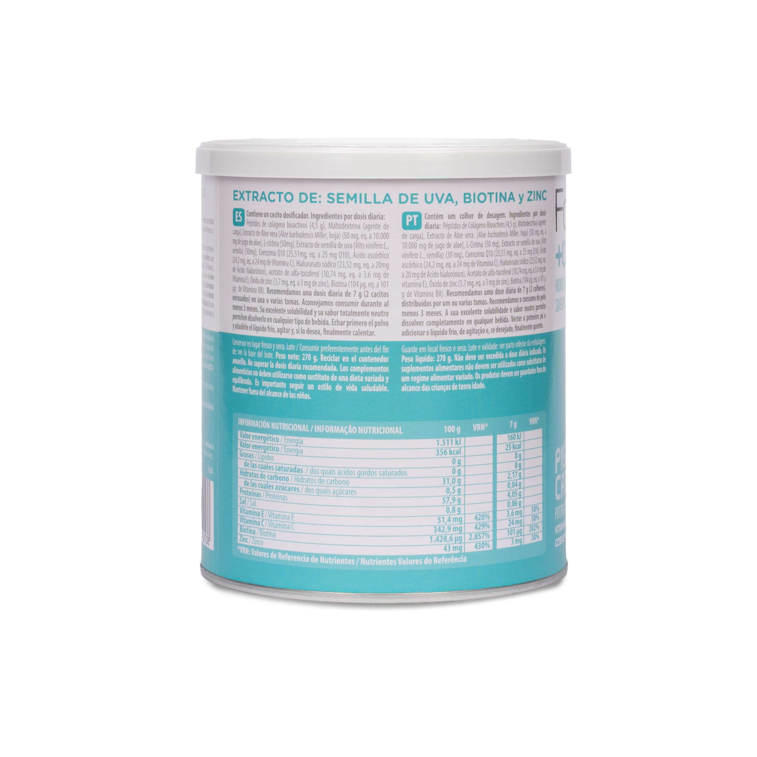 FORTICOLL Colágeno Bioactivo, Complemento Alimenticio, Sin Gluten, Sin Lactosa, Piel y Cabello Regenerador de Tejidos, 270 Gramos, Pack 6 Unidades